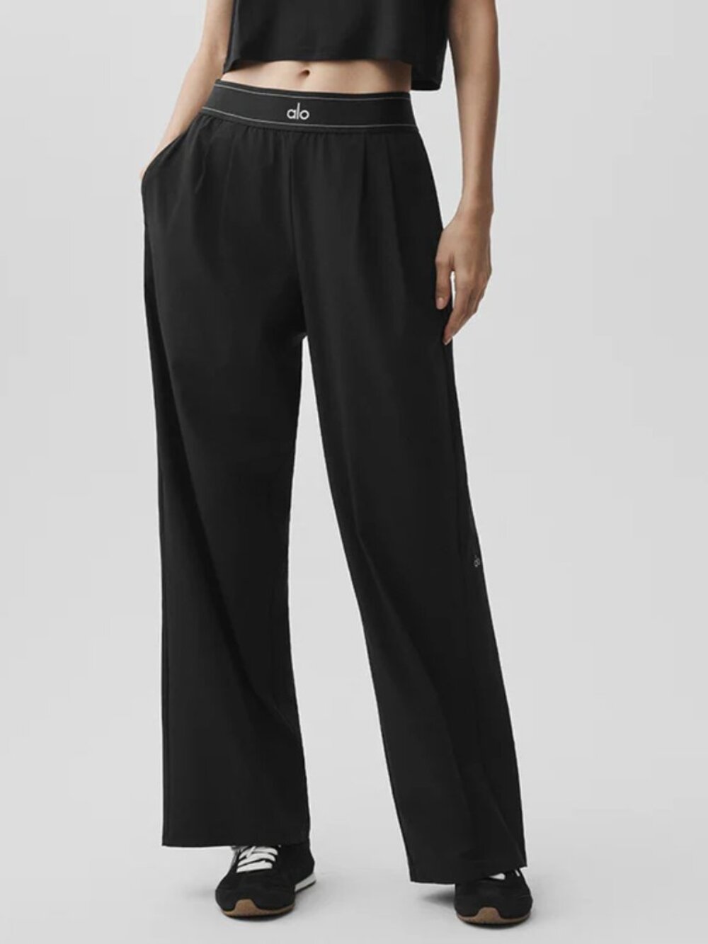 ALO Yoga Black Wide-Leg Track Pants